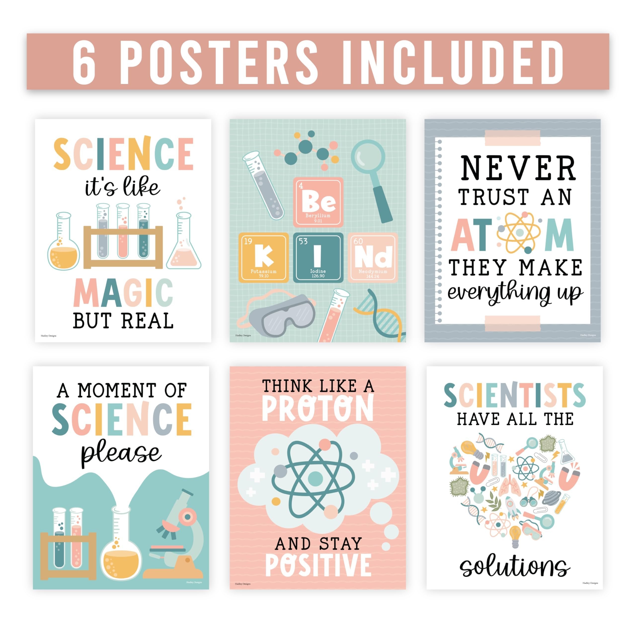 Motivational Science Posters, Boho Pack of 6