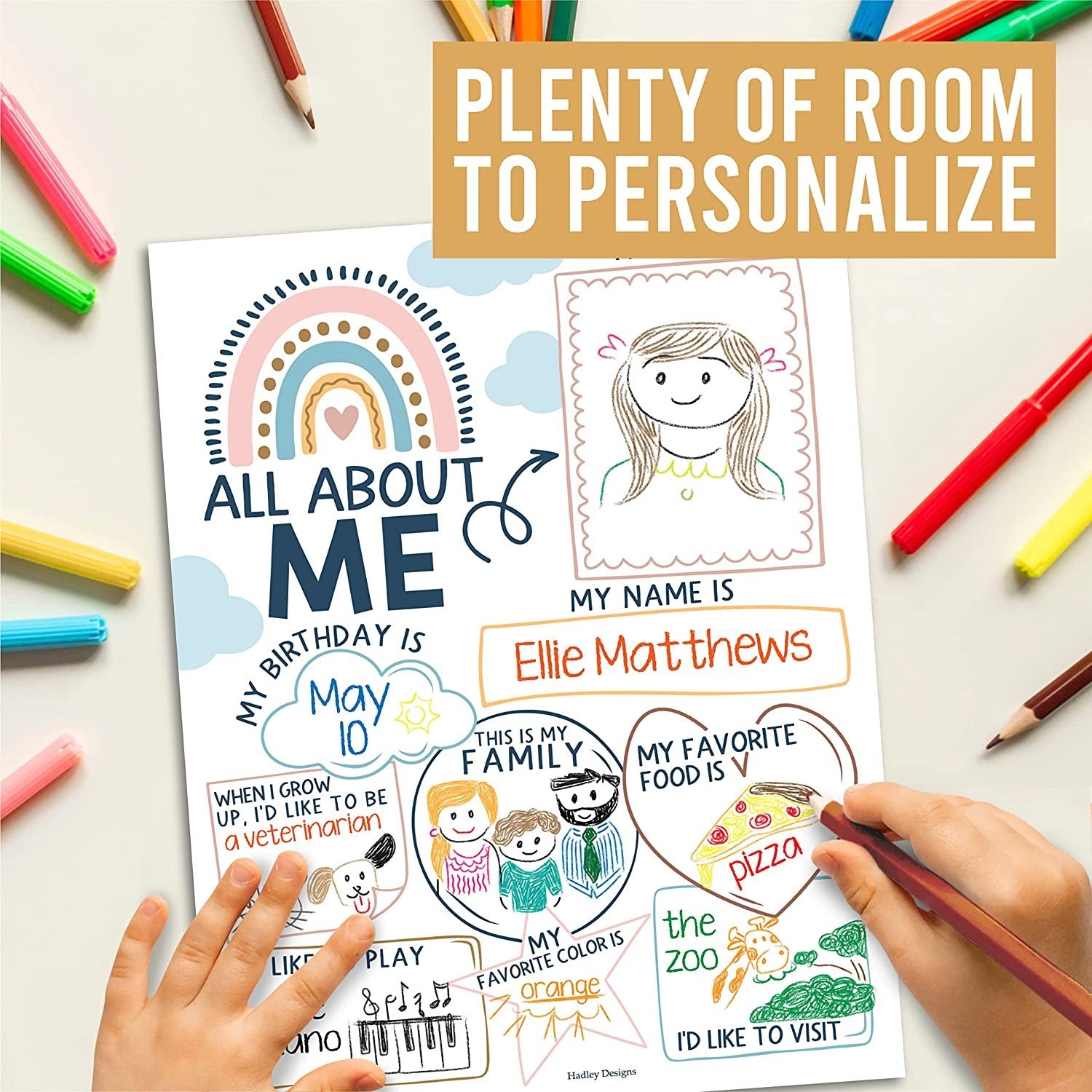 Boho Rainbow All About Me Posters