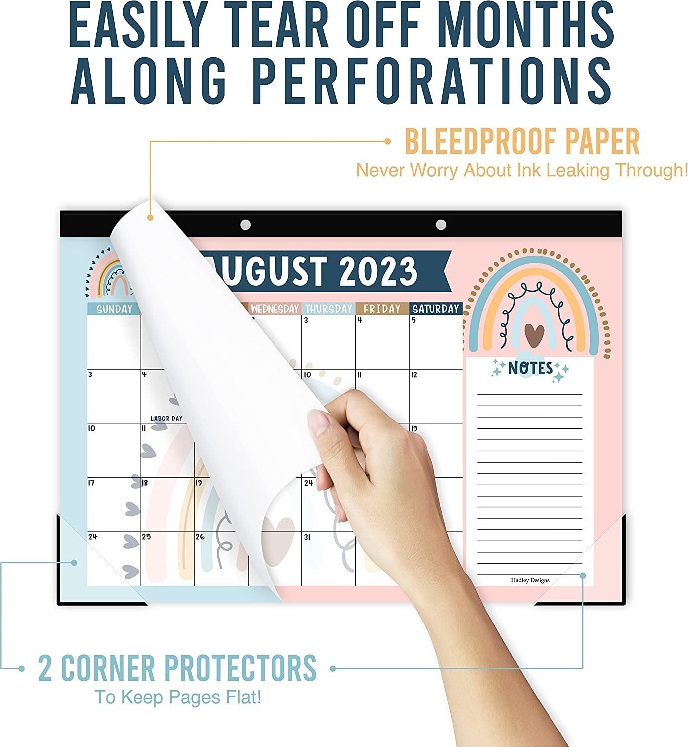 Boho Large Desk Calendar 2023-2024 Calendar Desk Pad - 18 Month Calendar For Desk Calendars 2023-2024, 2023 Desk Planner 2023 Desk Calendar 11x17, Large Calendar 2023-2024 For Wall Calender 2023