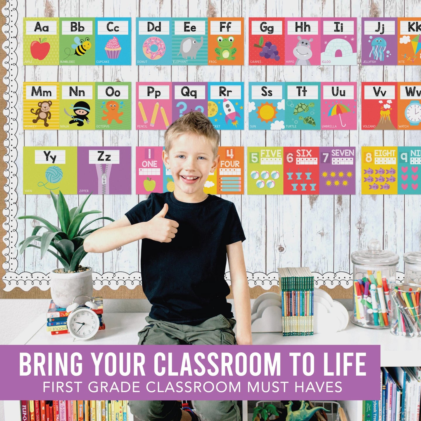 Letters & Numbers Jumpstart Kit: Colorful 12 Poster Pack – Hadley