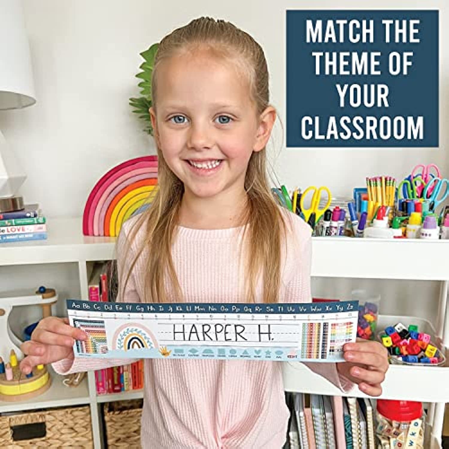 Classroom Name Plates, Boho Rainbow Pack of 25