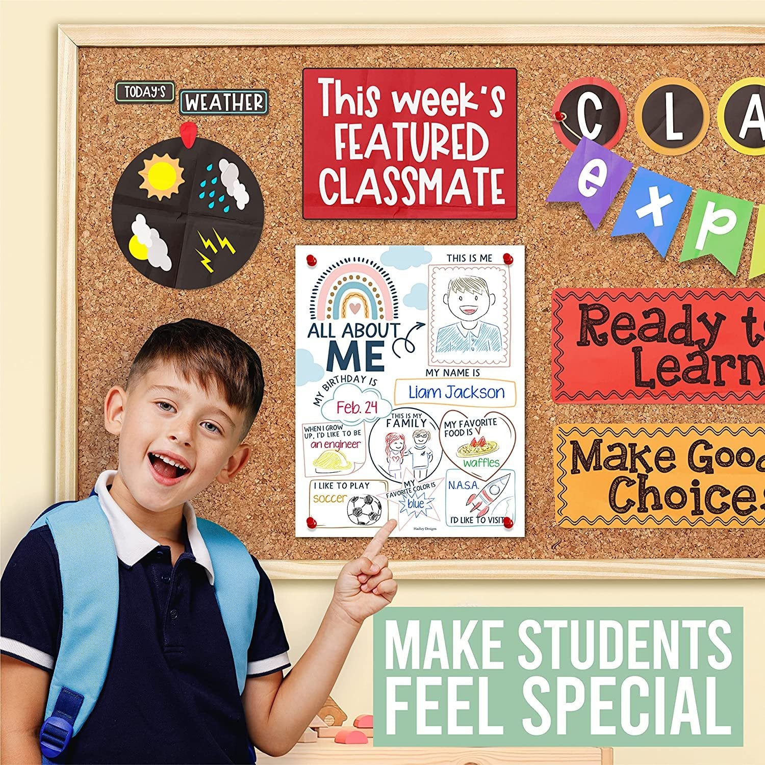Boho Rainbow All About Me Posters
