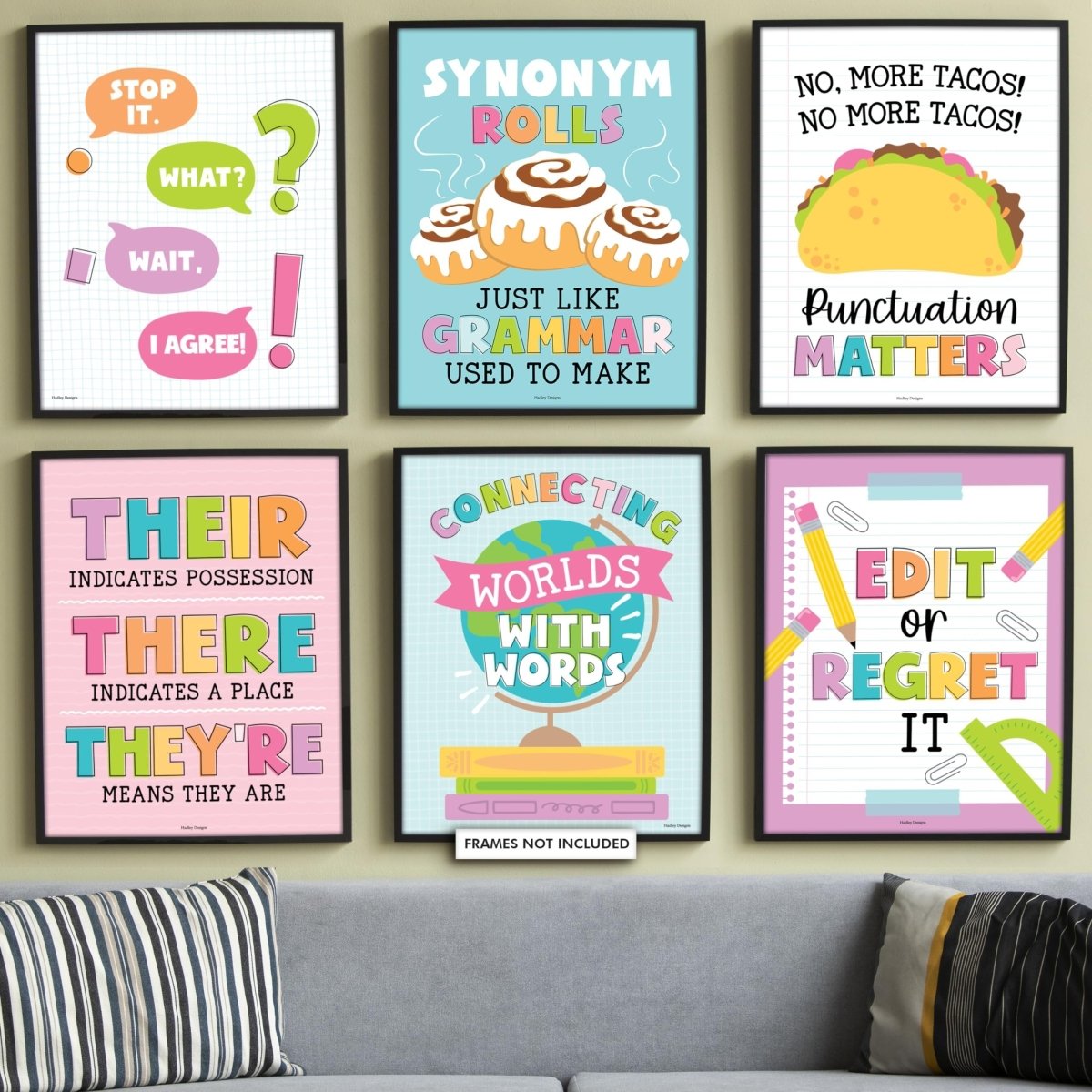 Motivational English Posters, Colorful Pack of 6 - Hadley Designs Prek