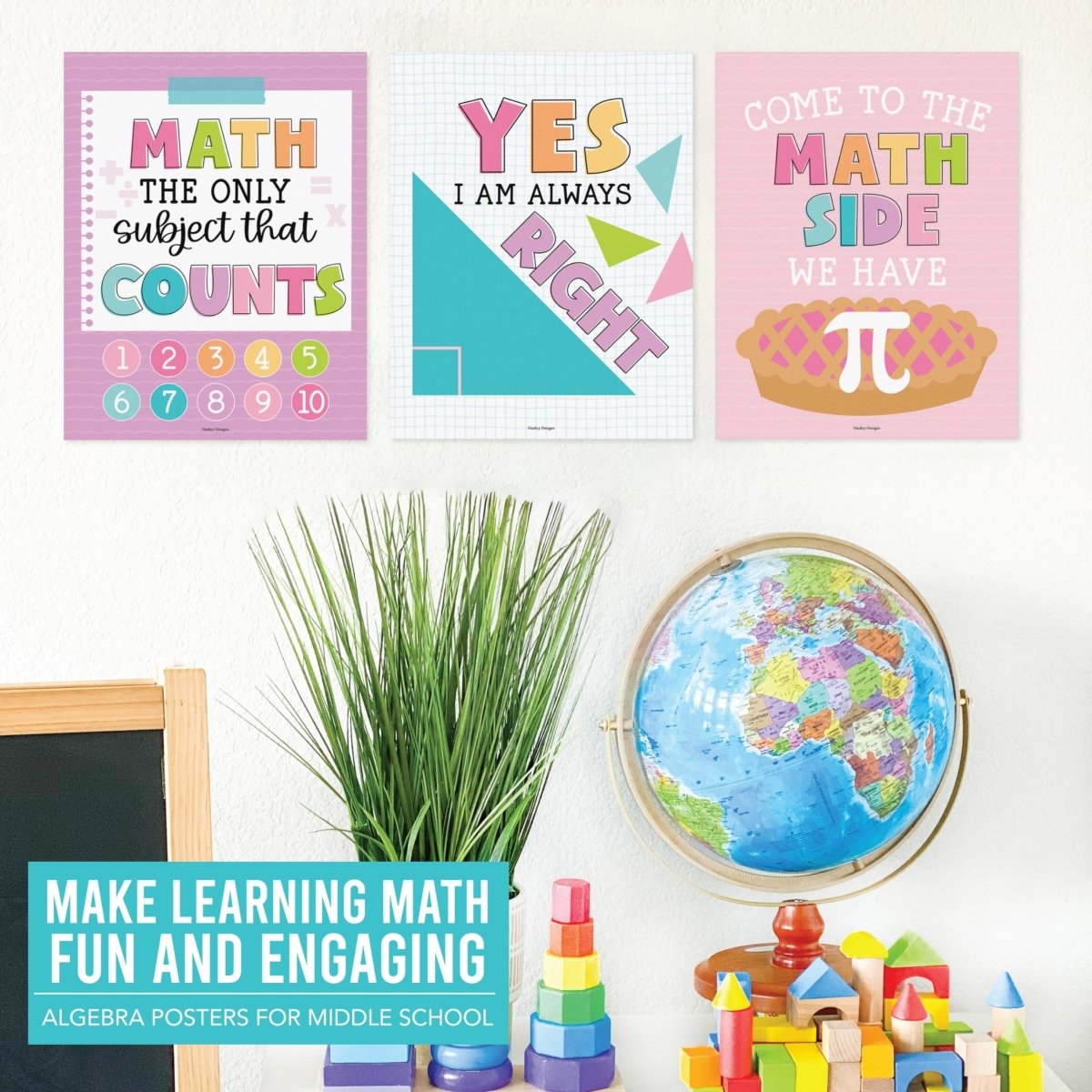 Motivational Math Posters, Colorful Pack of 6 - Hadley Designs Prek