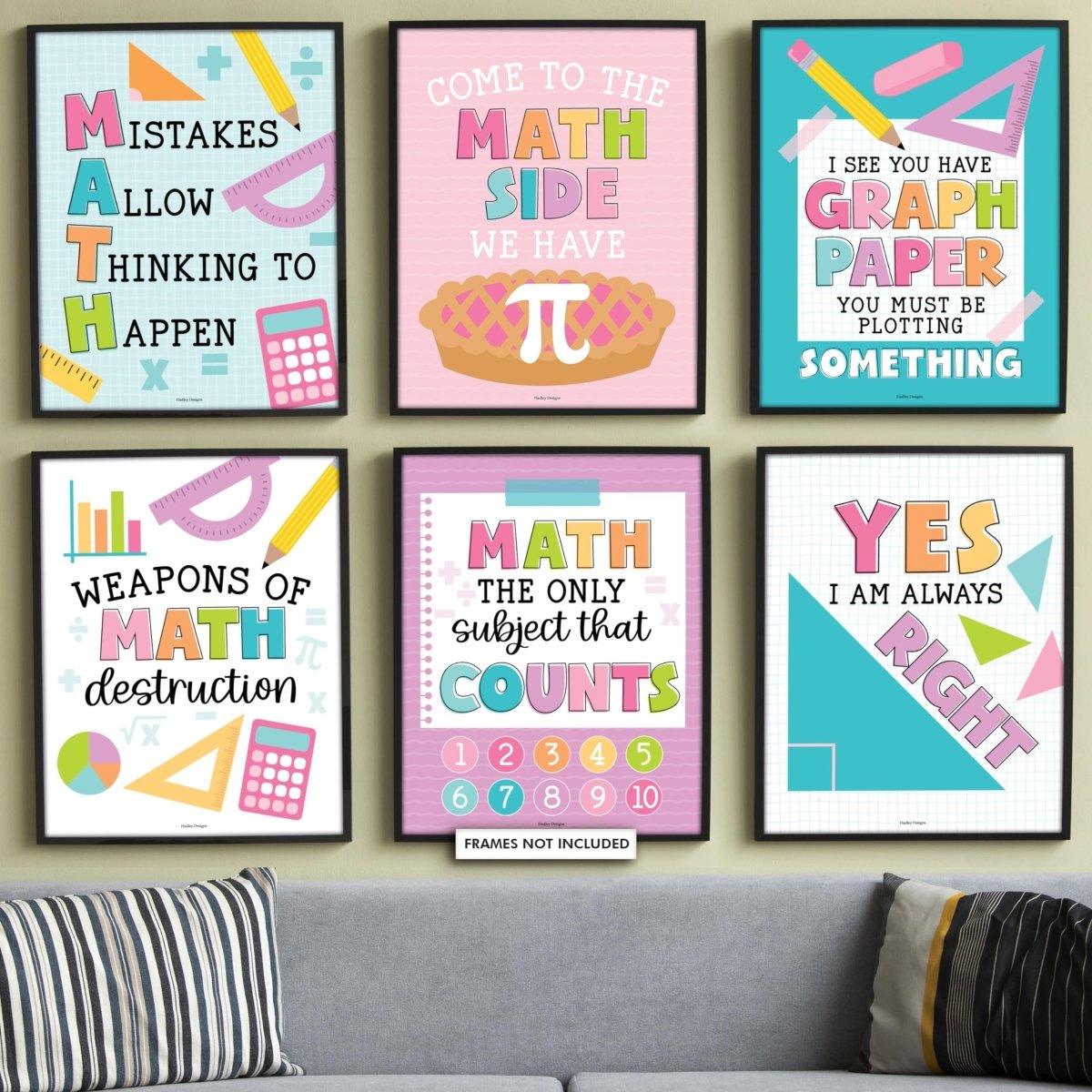 Motivational Math Posters, Colorful Pack of 6 - Hadley Designs Prek