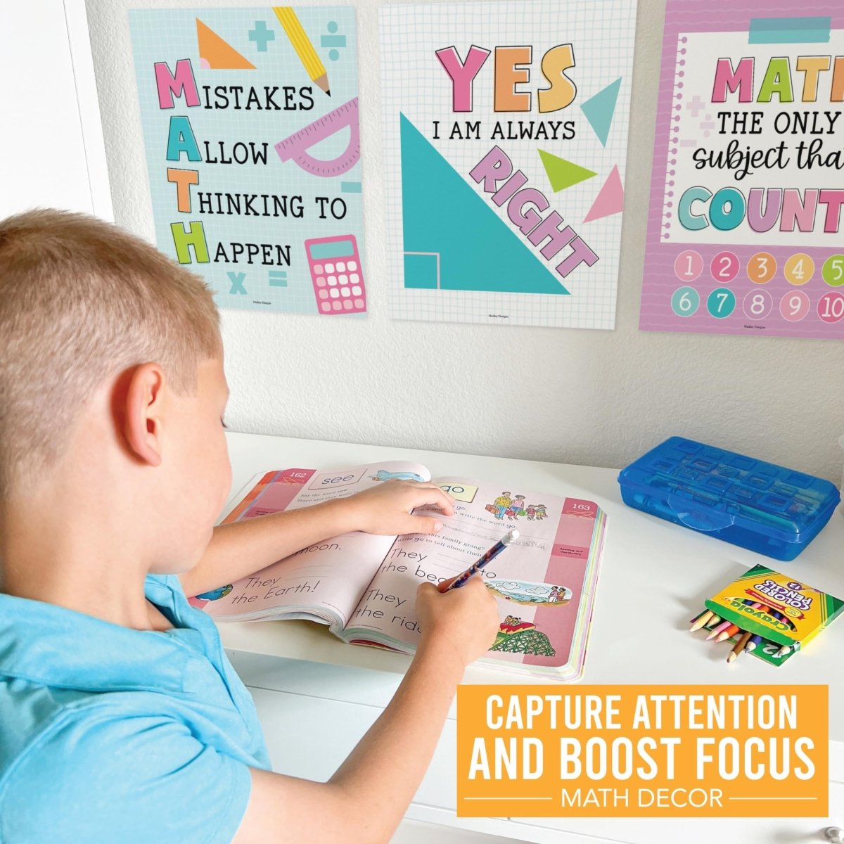 Motivational Math Posters, Colorful Pack of 6 - Hadley Designs Prek