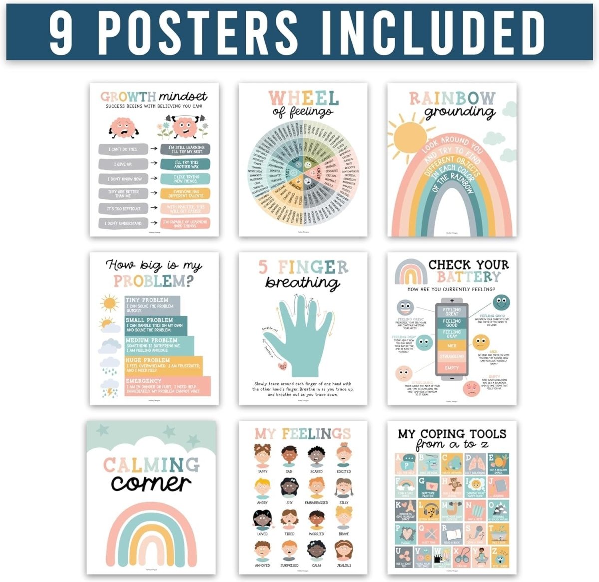 [New] Mastering Big Feelings, Boho Pack of 9 - Hadley Designs Prek