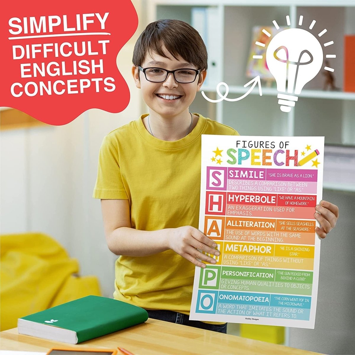 Parts of Speech Kit: Colorful 4 Poster Pack - Hadley Designs Prek