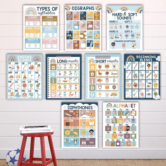 Phonics Foundations Kit: Boho 9 Poster Pack - Hadley Designs Prek