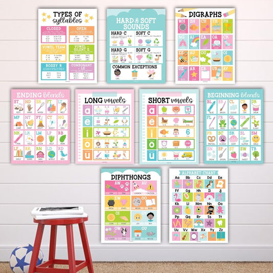 Phonics Foundations Kit: Colorful 9 Poster Pack - Hadley Designs Prek