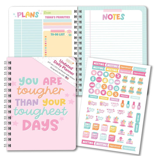 Pink Undated Teacher Planner + 3 Sticker Sheets - Hadley Designs Prek