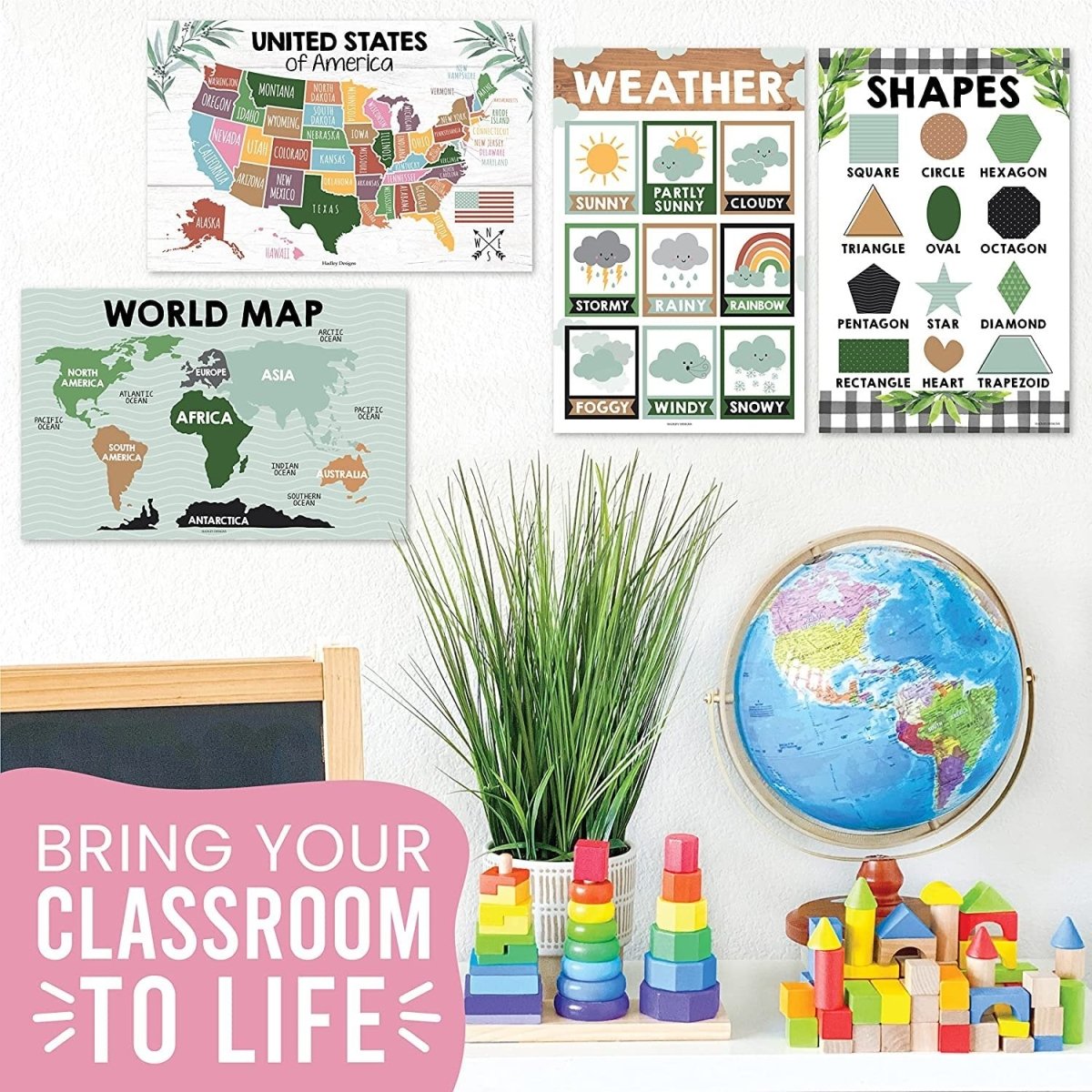 Preschool Head Start Kit, Botanical 16 Poster Pack - Hadley Designs Prek