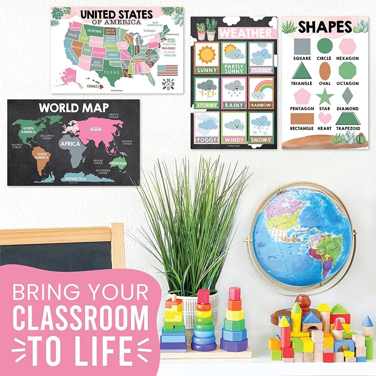 Preschool Head Start Kit, Cactus 16 Poster Pack - Hadley Designs Prek