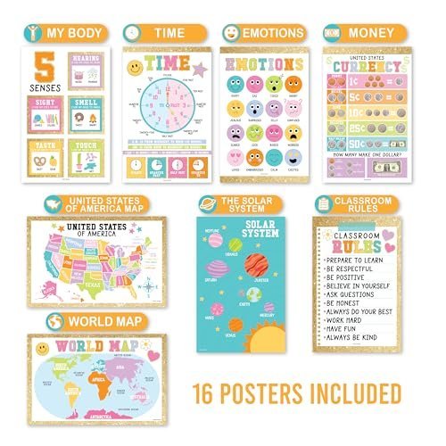 Preschool Head Start Kit, Gold 16 Poster Pack - Hadley Designs Prek