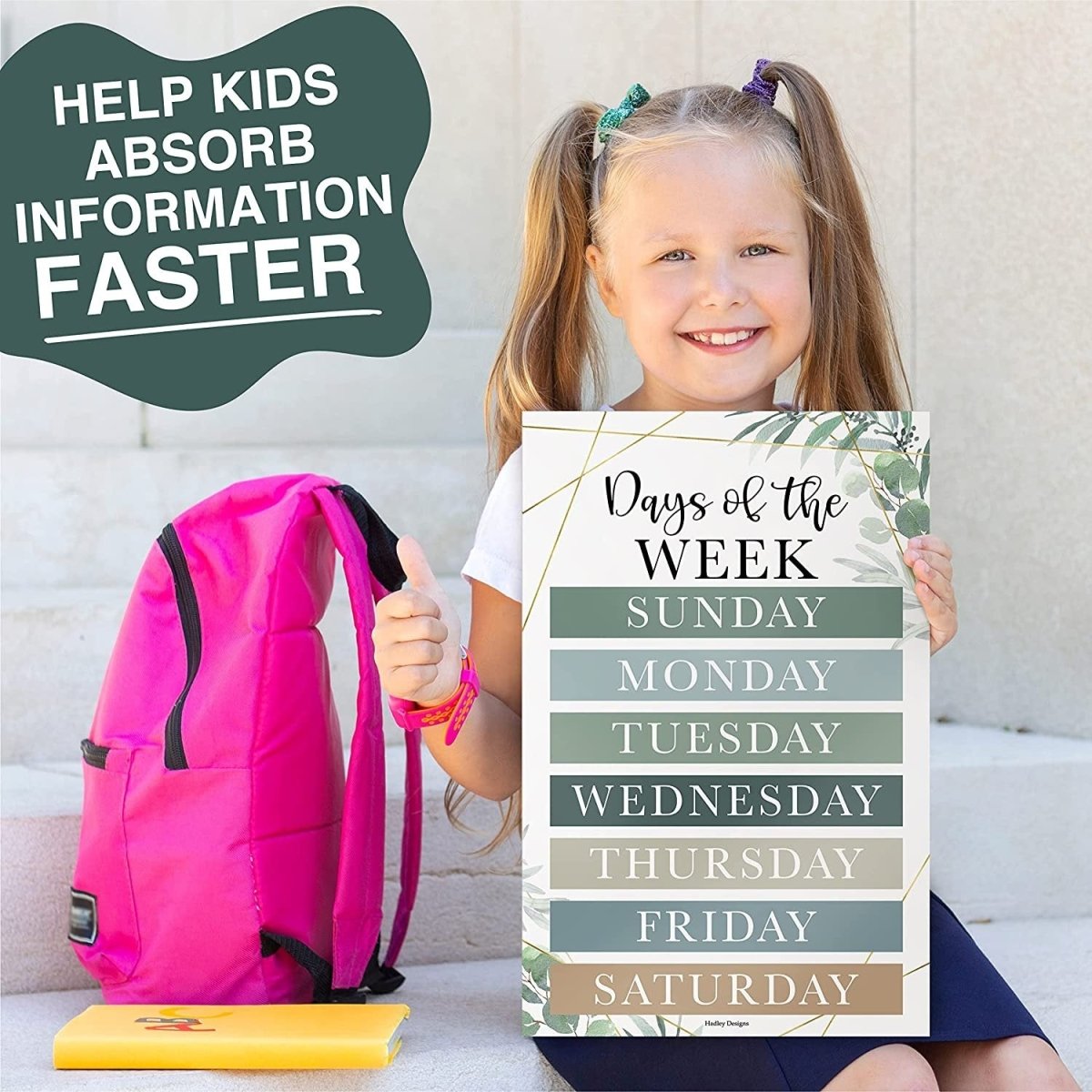 Preschool Head Start Kit, Greenery 16 Poster Pack - Hadley Designs Prek