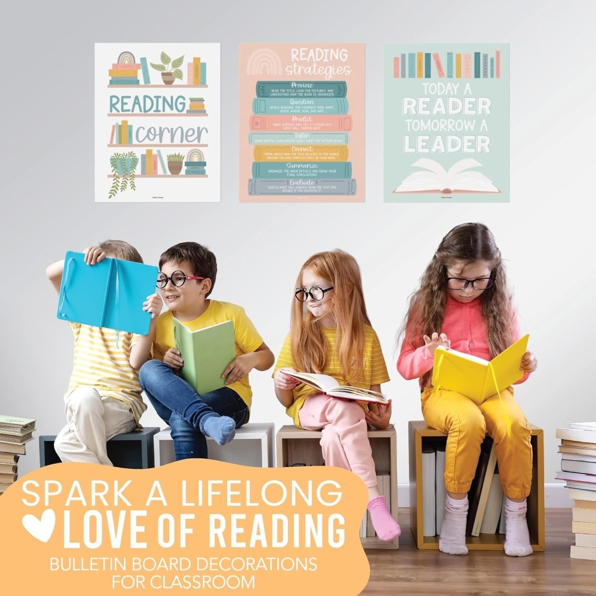 Reading Corner Kit: Boho 6 Poster Pack - Hadley Designs Prek