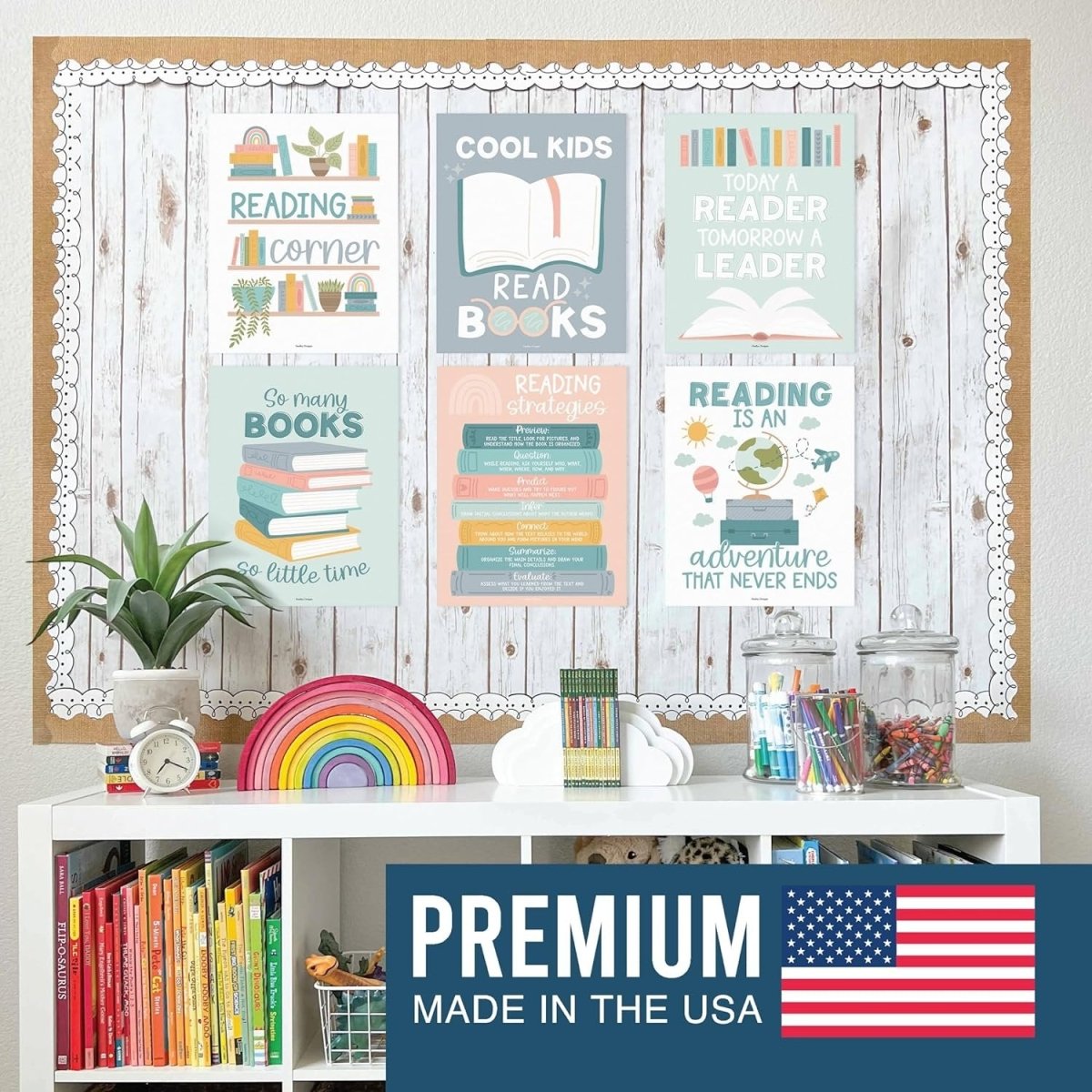 Reading Corner Kit: Boho 6 Poster Pack - Hadley Designs Prek