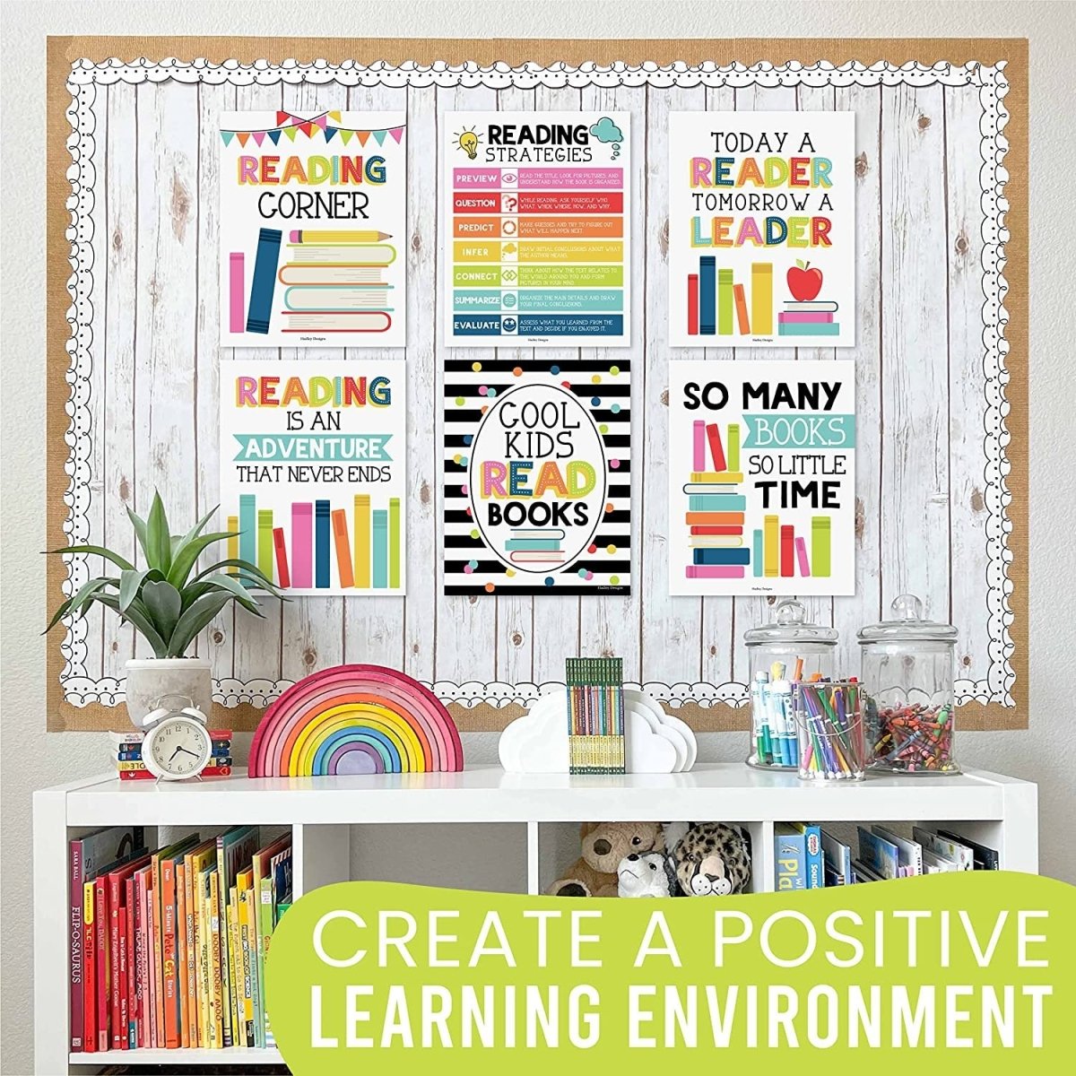 Reading Habit Builder Bundle: Colorful 6 Poster Pack - Hadley Designs Prek