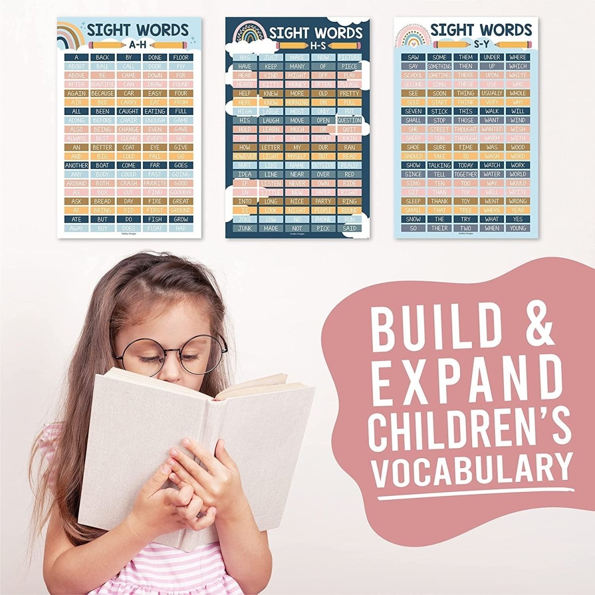 Sight Words Reading Kit: Boho 8 Poster Pack - Hadley Designs Prek