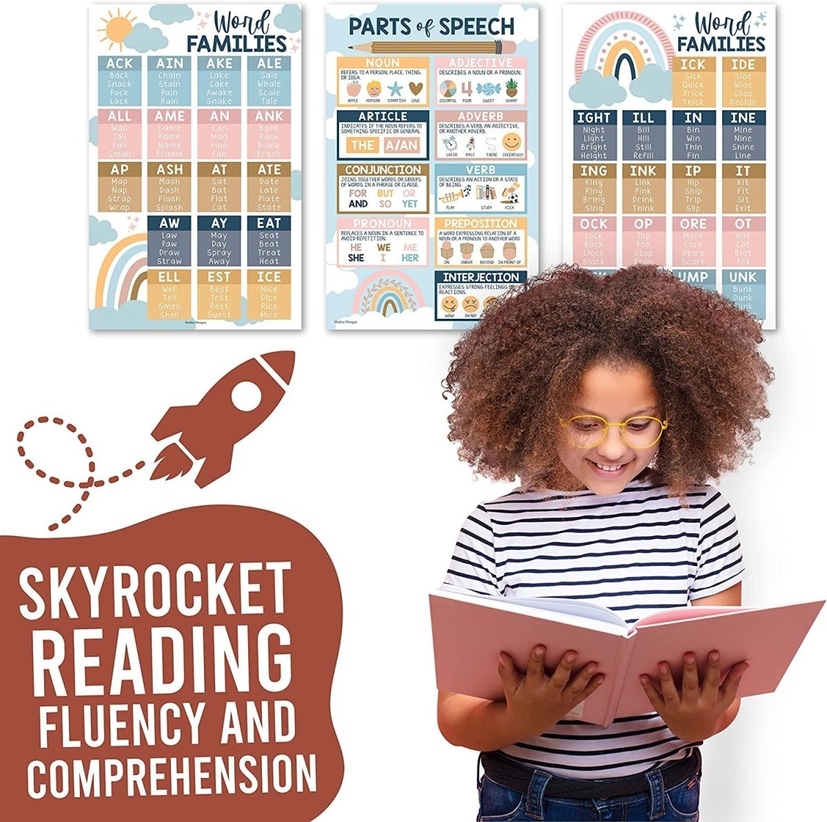 Sight Words Reading Kit: Boho 8 Poster Pack - Hadley Designs Prek