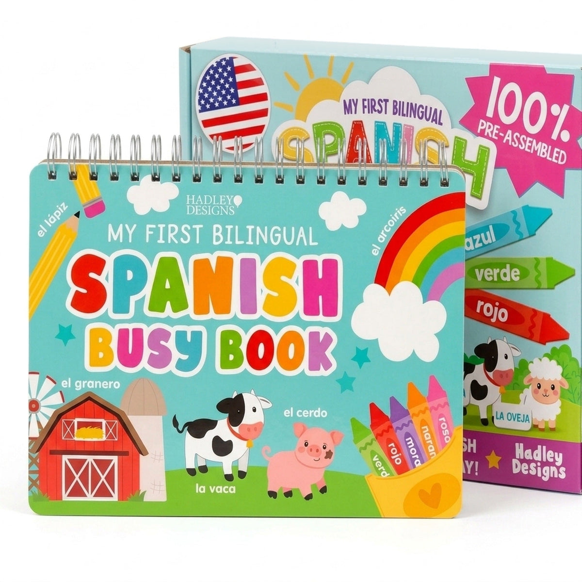 My First Bilingual Spanish Busy Book with its box