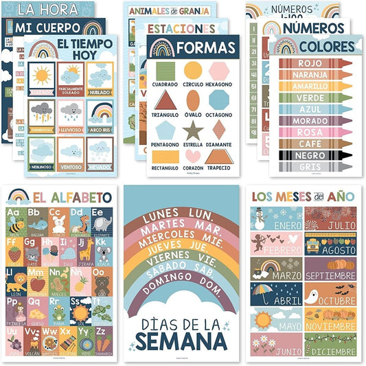 Spanish Head Start Kit: Boho 12 Poster Pack - Hadley Designs Prek