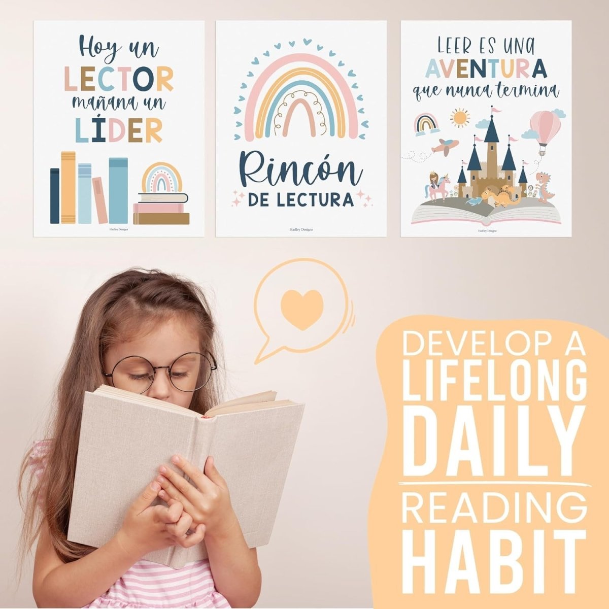 Spanish Reading Motivation, Boho Pack of 6 - Hadley Designs Prek