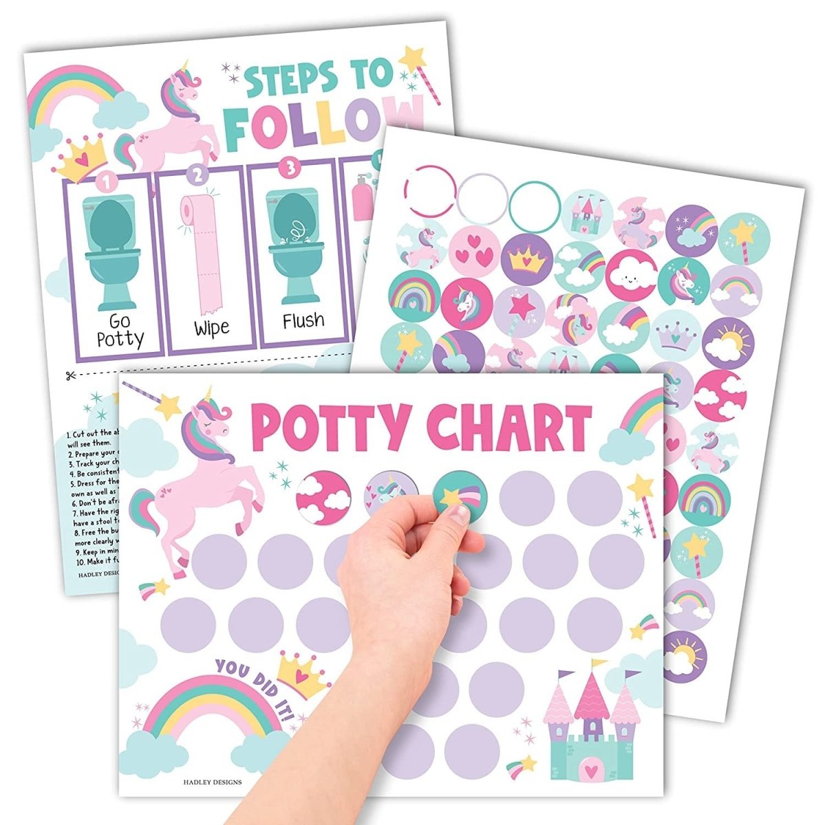 Unicorn Potty Training Chart | Sticker Charts | Early Education - Hadley Designs Prek